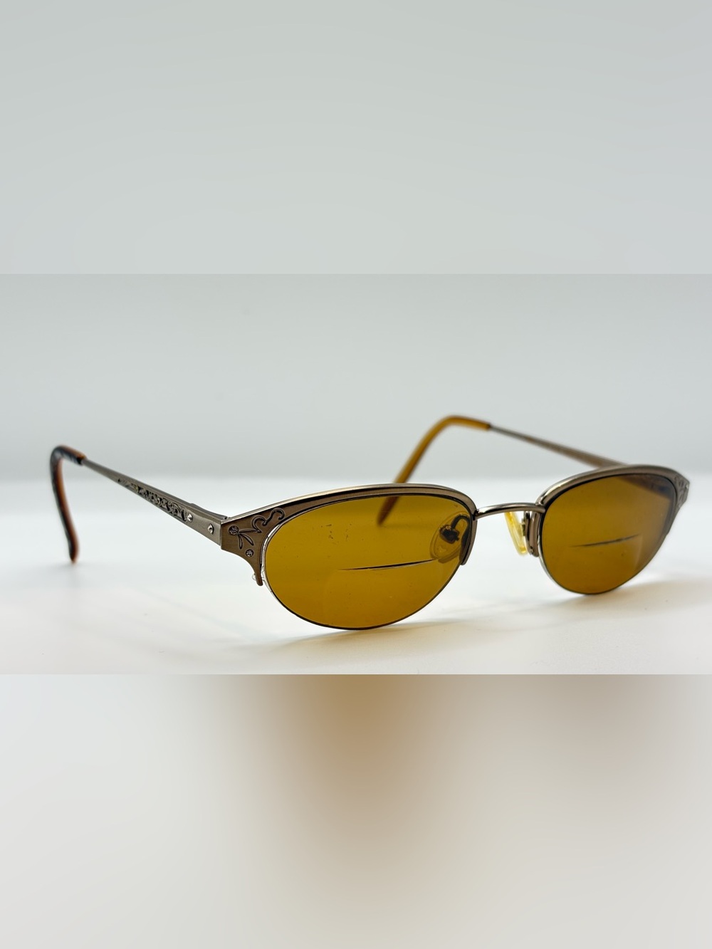 Lulu Guinness L418 Gold Oval Half-Rim Metal Sunglasses Frames Only